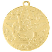 SS513G - 2" Gold Superstar Science Medal