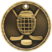 3D208G - 2" Antique Gold 3D Hockey Medal
