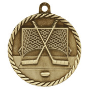 HR730G - 2" Antique Gold Hockey High Relief Medal