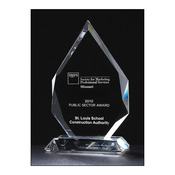 K9046-D  Flame Series multi-faceted crystal award 3/4 thick, lead-free, optical crystal 