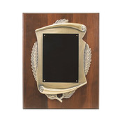 CSP -   Genuine Walnut Step Edge Plaque with Metal Scroll Frame & Plate