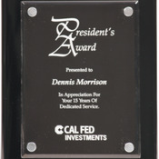 FPA2810 8" x 10" Black Piano Finish Plaque with Floating Clear Acrylic