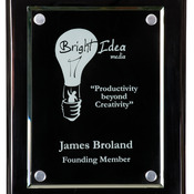 FPG21113  10 1/2" x 13" Black Piano Finish Plaque with Floating Jade Glass