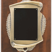 CSP1215 12" x 15" Genuine Walnut Step Edge Plaque with Metal Scroll Frame & Plate