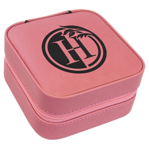 GFT2304 - 4" X 4" Pink Laserable Leatherette Travel Jewelry Box with Tan Lining GFT2304 GFT2304 - 4" X 4" Pink Laserable Leatherette Travel Jewelry Box with Tan Lining Thumbnail