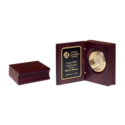 JDS BC69  Hand-rubbed rich mahogany finish book clock, gold spun dial, three hand movement BC69 BC69  Hand-rubbed rich mahogany finish book clock, gold spun dial, three hand movement Thumbnail