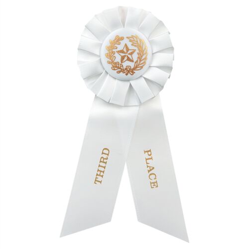 JDS RIB73 - White 3rd Place Rosette Ribbon RIB73 RIB73 - White 3rd Place Rosette Ribbon Thumbnail