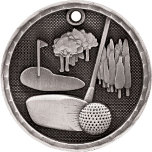 JDS 3D207S - 2" Antique Silver 3D Golf Medal 3D207S 3D207S - 2" Antique Silver 3D Golf Medal Thumbnail
