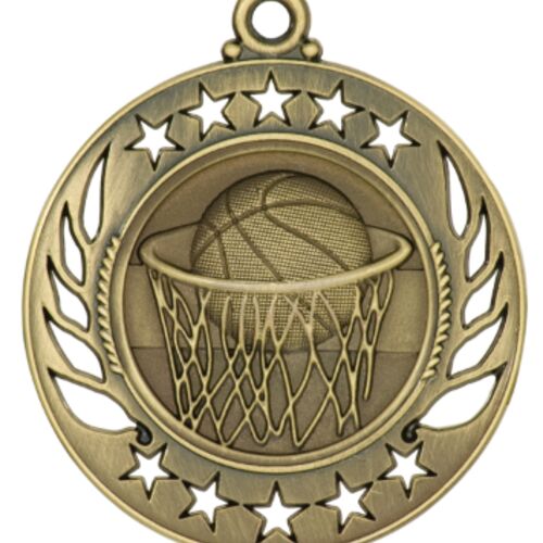 JDS GM102G - 2 1/4 inch Antique Gold Basketball Galaxy Medal GM102G  GM102G - 2 1/4 inch Antique Gold Basketball Galaxy Medal Thumbnail