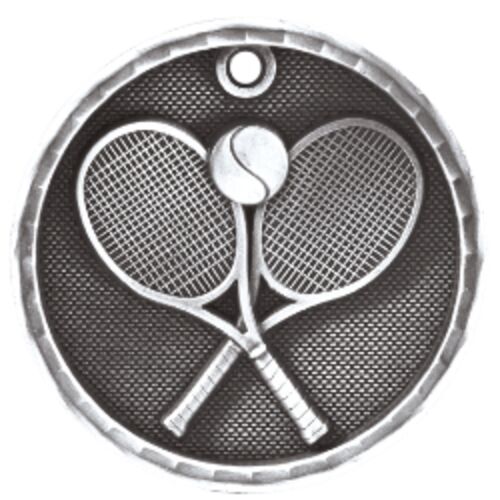 JDS 3D212S - 2 inch Antique Silver 3D Tennis Medal 3D212S 3D212S - 2 inch Antique Silver 3D Tennis Medal Thumbnail