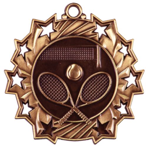 JDS TS413B - 2 1/4 inch Antique Bronze Tennis Ten Star Medal TS413B TS413B - 2 1/4 inch Antique Bronze Tennis Ten Star Medal Thumbnail