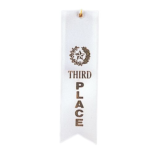 JDS RIB03 - White 3rd Place Carded Ribbon with String RIB03 RIB03 - White 3rd Place Carded Ribbon with String Thumbnail