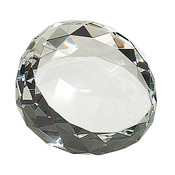 CRY66  Premier Crystal Round Faceted Paperweight 