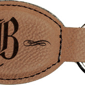 GFT176  Dark Brown Leatherette Oval Keychain
