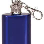 FSK104  1 oz. Gloss Blue Stainless Steel Flask Keychain 