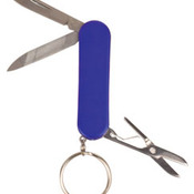 GFT004  Blue Finish 3-Function Pocket Knife with Keychain 