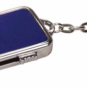 MEM008BU  4GB Blue Metal USB Flash Drive Keychain 