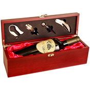 WBX11  Rosewood Finish Single Wine Box with Tools & Red Lining 