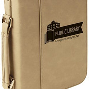GFT295  7 1/2" x 10 3/4" Light Brown Leatherette Book/Bible Cover with Zipper & Handle