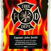 HER101  Firefighter HERO Plaque with Vertical Flames