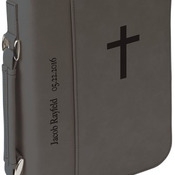 GFT414  7 1/2" x 10 3/4" Gray Leatherette Book/Bible Cover with Zipper & Handle