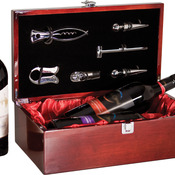 WBX02  Rosewood Piano Finish Double Bottle Wine Box with Tools 