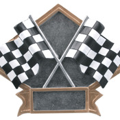 DPS20   8 1/2" x 6" Racing Crossed Flags Diamond Plate Resin