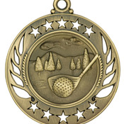 GM105G - 2 1/4" Antique Gold Golf Galaxy Medal