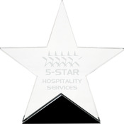 STG22 - 6 3/4" x 6 1/2" Clear Glass Star on Black Base