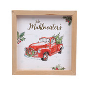 HD188TF - RED TRUCK FRAMED SIGN FOR WALL OR TABLETOP - 12" X 12" 