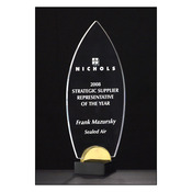 A6810 - Acrylic award on black and gold metal base.