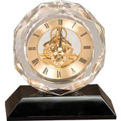 CRY053  Clear Crystal Clock on Black Base 