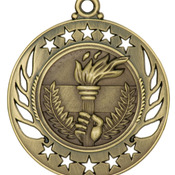 GM110G - 2 1/4" Antique Gold Torch Galaxy Medal