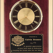 BC98 - 12"X15"  Clock with solid brass diamond-spun bezel with glass lens, gold & black dial