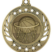 GM102G - 2 1/4 inch Antique Gold Basketball Galaxy Medal