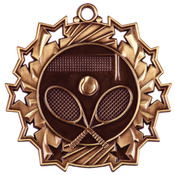 TS413B - 2 1/4 inch Antique Bronze Tennis Ten Star Medal