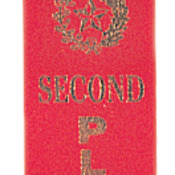 RIB02 - Red 2nd Place Carded Ribbon with String