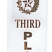 RIB03 - White 3rd Place Carded Ribbon with String