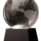 CRY037   3" Crystal Globe on Black Base