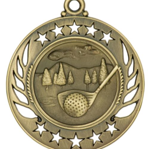  GM105G - 2 1/4" Antique Gold Golf Galaxy Medal Thumbnail