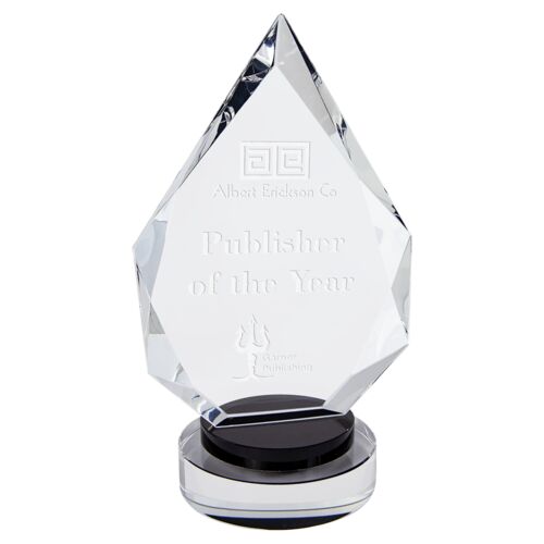 JDS CRY19005BKM - 9 1/2" Diamond Crystal on Black & Clear Round Base CRY19005BKM CRY19005BKM - 9 1/2" Diamond Crystal on Black & Clear Round Base Thumbnail