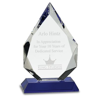 CRY505S - 8" Diamond Crystal on Blue Pedestal Base Thumbnail