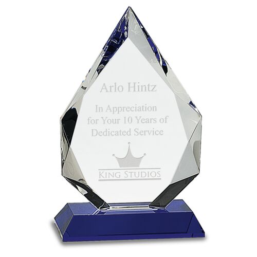 JDS CRY505S - 8" Diamond Crystal on Blue Pedestal Base CRY505S CRY505S - 8" Diamond Crystal on Blue Pedestal Base Thumbnail