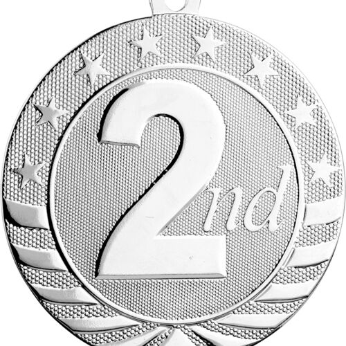 JDS SB263 - 2 3/4" Bright Silver 2nd Place Starbrite Medal SB263 SB263 - 2 3/4" Bright Silver 2nd Place Starbrite Medal Thumbnail