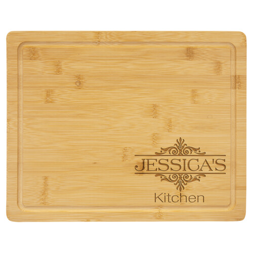 GFT443 - 13 3/4" x 11" Bamboo Cutting Board with Drip Ring Thumbnail