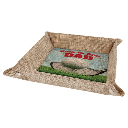 SBL349 - 6" x 6" Sublimatable Burlap Snap Up Tray with Silver Snaps Thumbnail