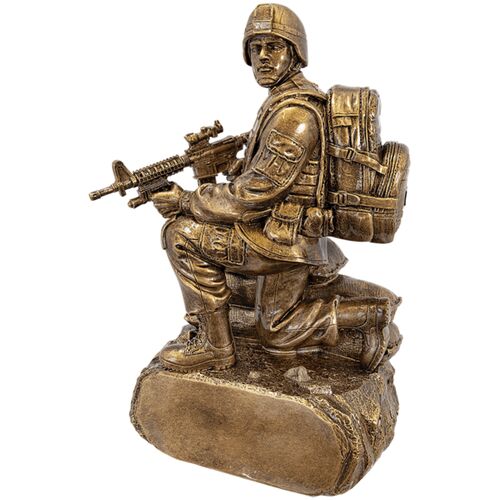 JDS MLT03 - 10" Antique Gold Military Resin Kneeling with Sandbags MLT03  MLT03 - 10" Antique Gold Military Resin Kneeling with Sandbags Thumbnail