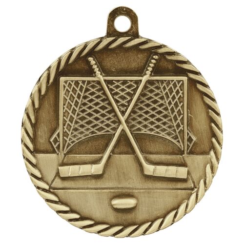 JDS HR730G - 2" Antique Gold Hockey High Relief Medal HR730G  HR730G - 2" Antique Gold Hockey High Relief Medal Thumbnail