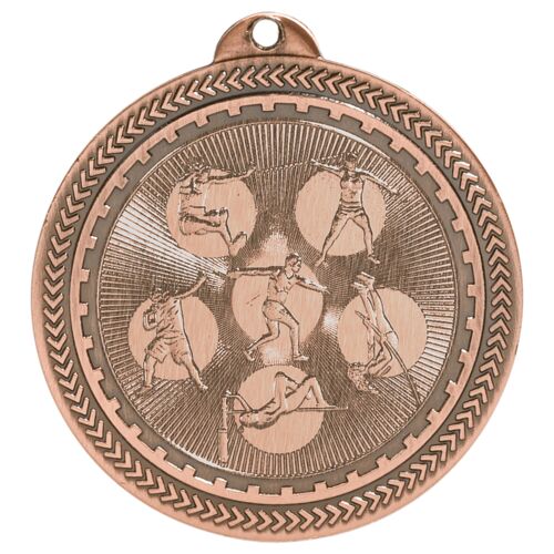 JDS BL208B - 2" Antique Bronze Field Events Laserable BriteLazer Medal BL208B  BL208B - 2" Antique Bronze Field Events Laserable BriteLazer Medal Thumbnail