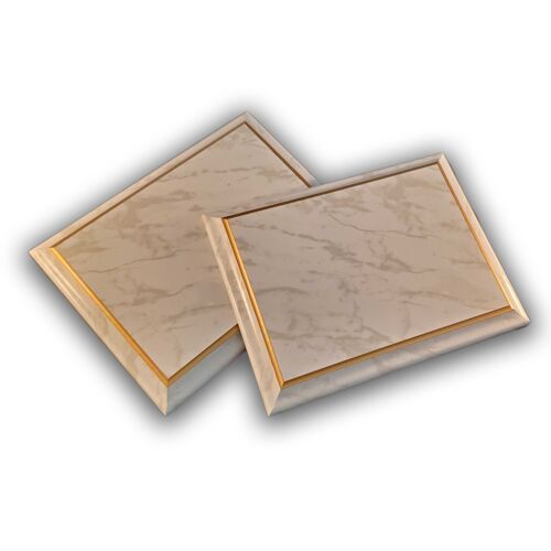 JDS DPWT68 - 6" x 8" White Marble Finish Plaque with Gold Cove Edge DPWT68  DPWT68 - 6" x 8" White Marble Finish Plaque with Gold Cove Edge Thumbnail